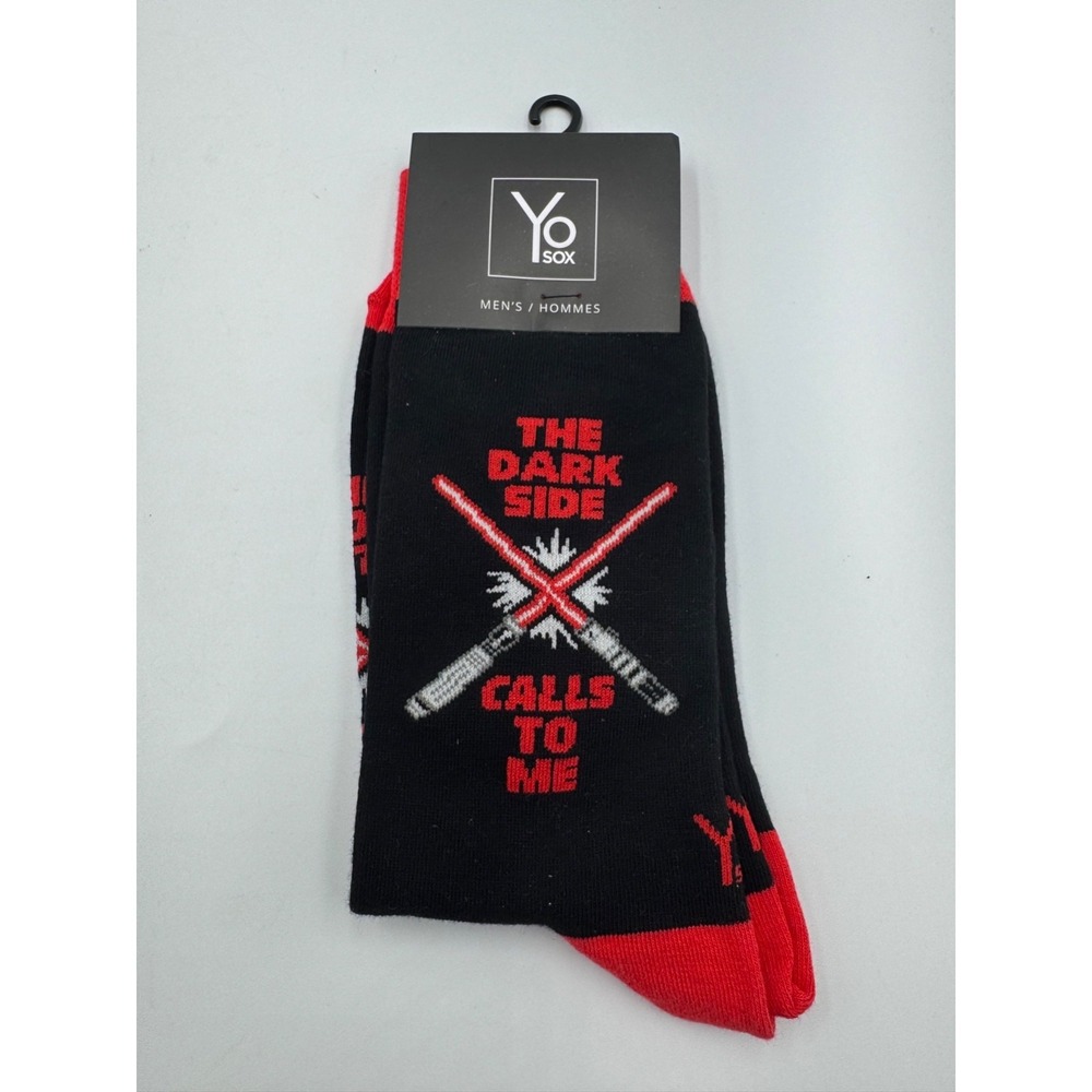 Yo Sox Crew Socks Mens‎ 7-12 Black The Dark Side Calls To Me Performance NWT